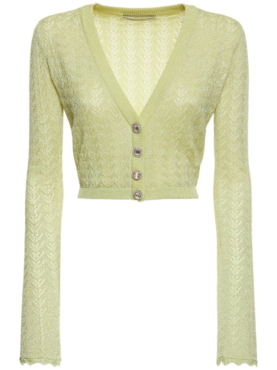 Lace knit cropped cardigan w lurex Alessandra Rich Women