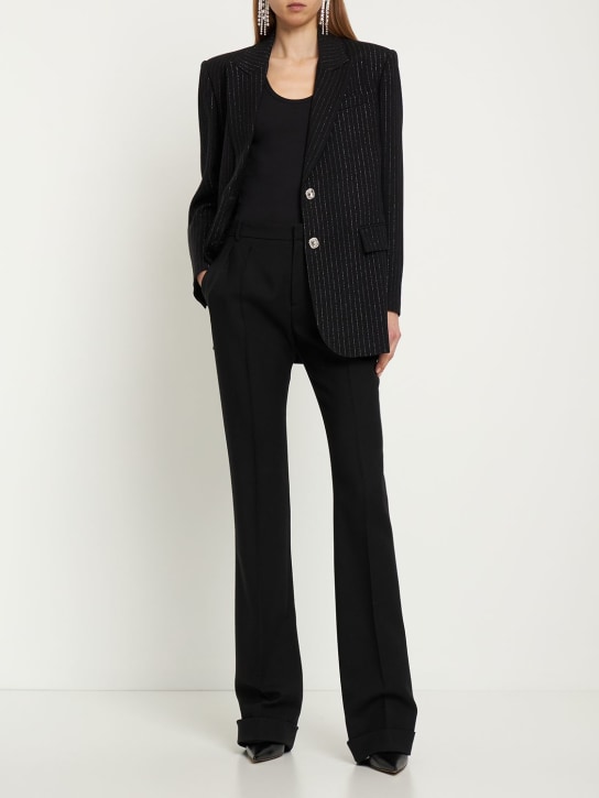 Alessandra Rich: Lurex-Blazer mit Nadelstreifenmuster - Schwarz - women_1 | Luisa Via Roma