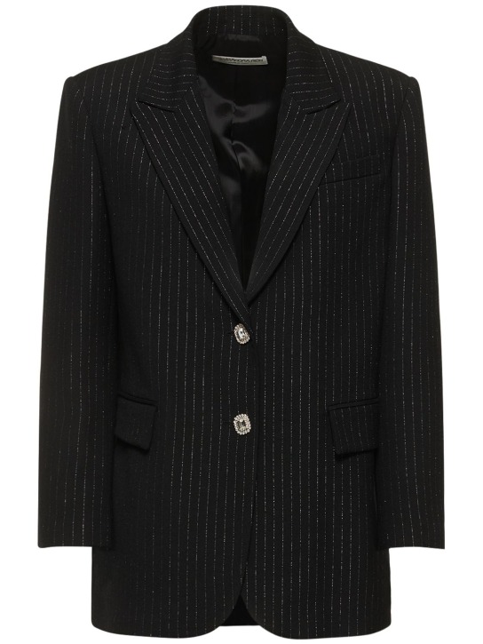Alessandra Rich: Lurex-Blazer mit Nadelstreifenmuster - Schwarz - women_0 | Luisa Via Roma