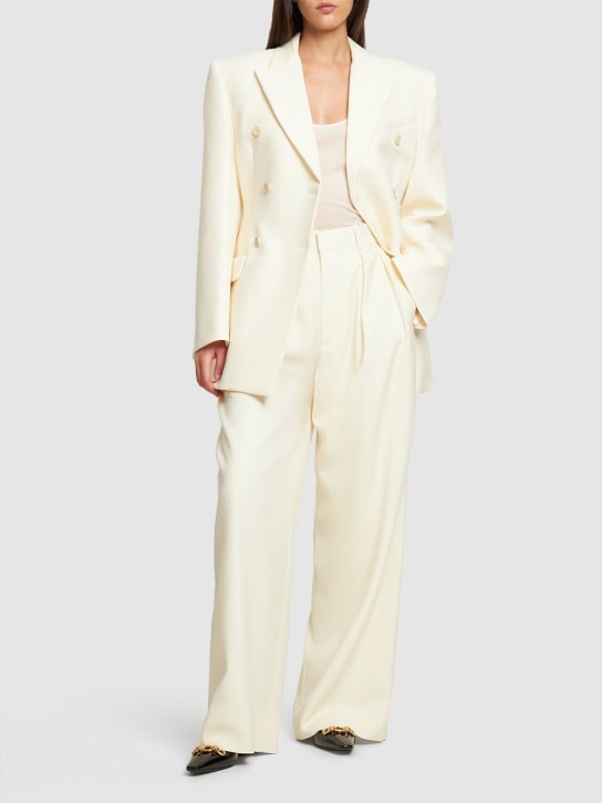 Wardrobe.nyc: Pantalon taille basse en laine plissée - Blanc Cassé - women_1 | Luisa Via Roma