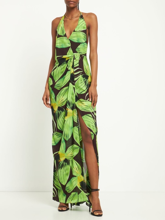 Louisa Ballou: Vestito King Tide in chiffon stretch - Nero/Multicolor - women_1 | Luisa Via Roma