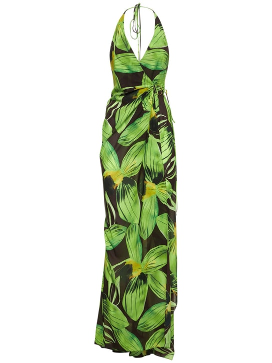 Louisa Ballou: Vestito King Tide in chiffon stretch - Nero/Multicolor - women_0 | Luisa Via Roma