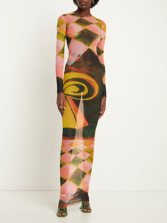 Louisa Ballou: Vestido largo de malla - Naranja/Multicolor - women_1 | Luisa Via Roma