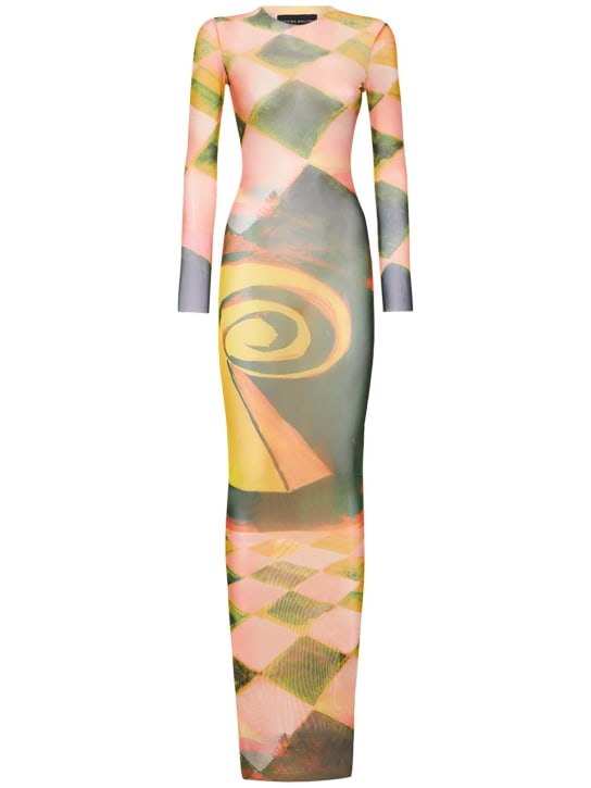 Louisa Ballou: Vestido largo de malla - Naranja/Multicolor - women_0 | Luisa Via Roma