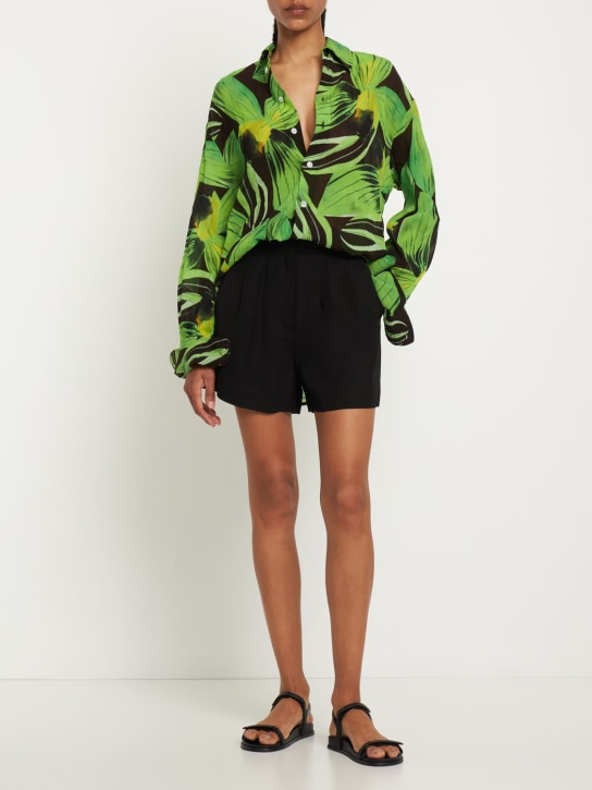 Louisa Ballou: Camisa oversize de seda estampada - Negro/Multi - women_1 | Luisa Via Roma