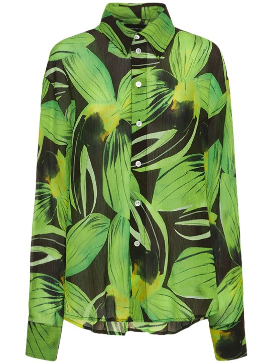 Louisa Ballou: Camisa oversize de seda estampada - Negro/Multi - women_0 | Luisa Via Roma