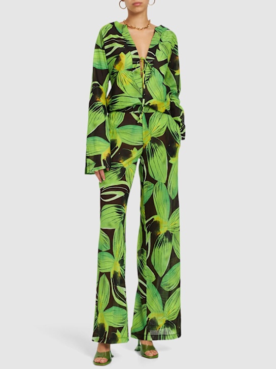 Wide leg printed creponne pants - Thumbnail 2