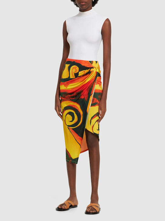 Coastline printed viscose long skirt - Thumbnail 2