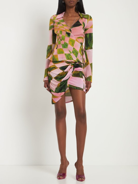 Louisa Ballou: Coastline printed mini skirt - Pink/Multi - women_1 | Luisa Via Roma