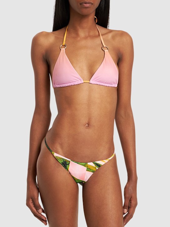 Louisa Ballou: Mini ring printed bikini bottom - Pink/Multi - women_1 | Luisa Via Roma