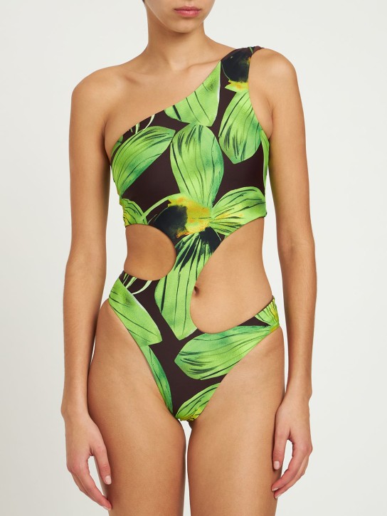 Louisa Ballou: Carve printed stretch onepiece swimsuit - Schwarz/Multi - women_1 | Luisa Via Roma