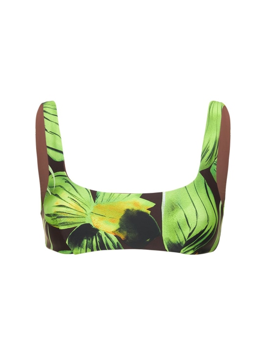 Louisa Ballou: Scoop printed bikini top - Green/Multi - women_0 | Luisa Via Roma