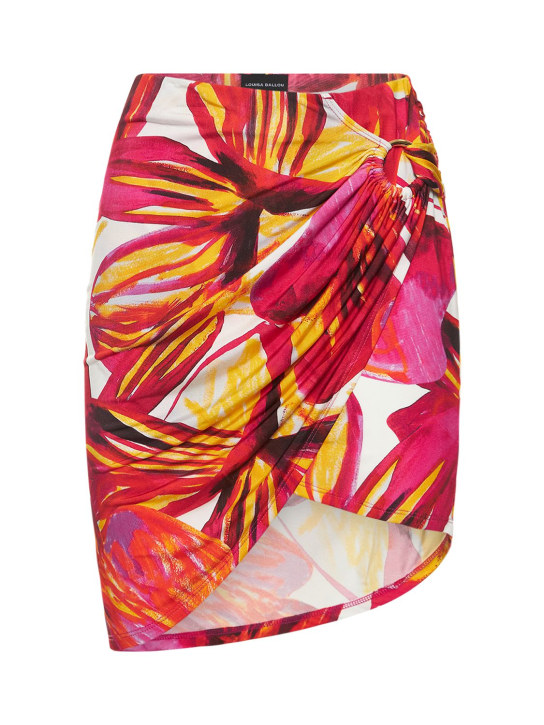 Louisa Ballou: Printed stretch mini skirt - Fuchsia/Multi - women_0 | Luisa Via Roma