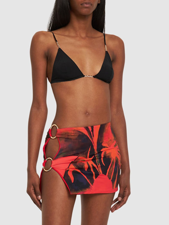 Double ring printed stretch mini skirt - Thumbnail 2
