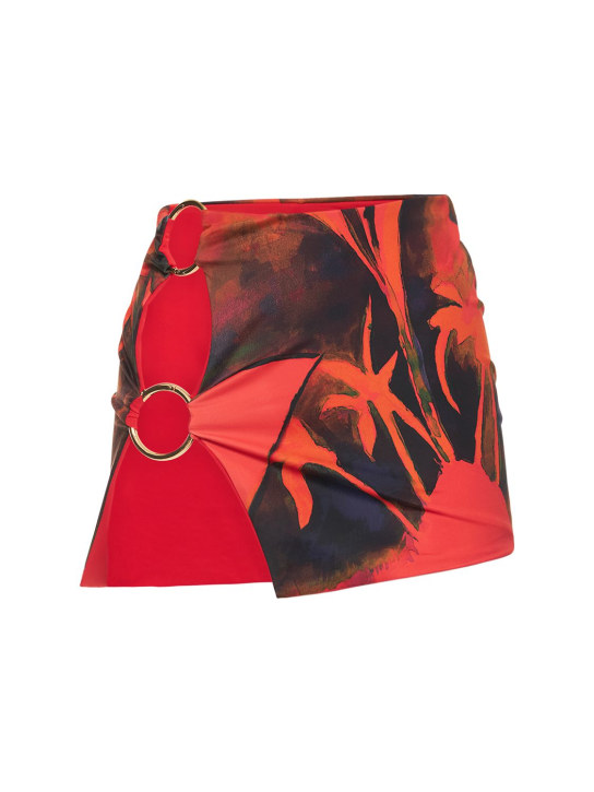 Louisa Ballou: Double ring printed stretch mini skirt - Red/Multi - women_0 | Luisa Via Roma
