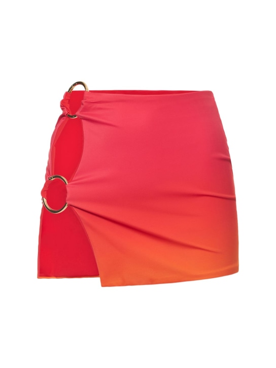 Louisa Ballou: Jupe courte imprimée à deux anneaux - Orange/Multicouleur - women_0 | Luisa Via Roma
