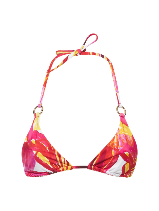 Louisa Ballou: Mini ring printed triangle bikini top - Bunt - women_0 | Luisa Via Roma