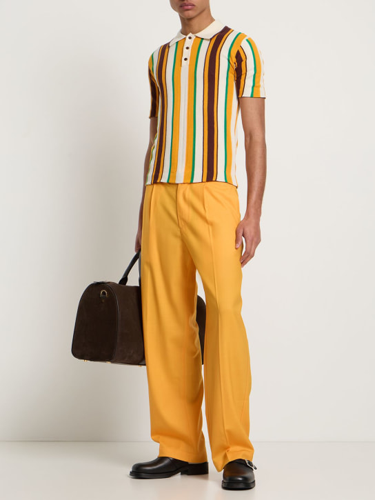 Bonsai: Wide virgin wool pants - Orange - men_1 | Luisa Via Roma