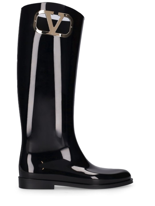 Valentino Garavani: 20mm Vlogo PVC tall boots - Black - women_0 | Luisa Via Roma