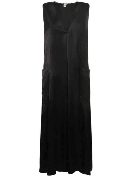Toteme: Deep V-neck viscose long dress - Black - women_0 | Luisa Via Roma