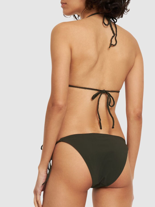 Toteme: Top bikini a triangolo / laccini intrecciati - Verde Scuro - women_2 | Luisa Via Roma
