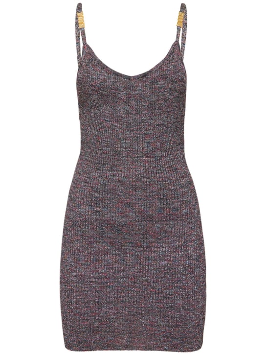 GCDS: Lurex melange knit viscose mini dress - Grey/Multi - women_0 | Luisa Via Roma