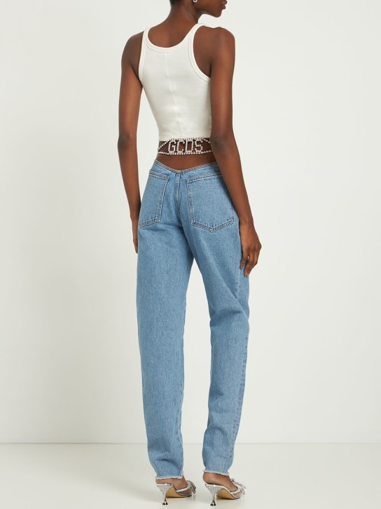 Embellished choker cotton denim jeans - Thumbnail 2