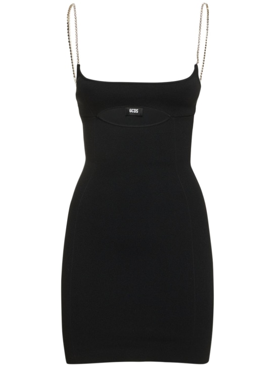 GCDS: GCDS bling mini dress - Black - women_0 | Luisa Via Roma