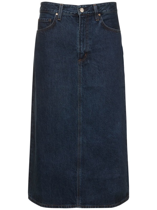 Goldsign: Gonna midi The Low Slung in denim di cotone - Blu - women_0 | Luisa Via Roma