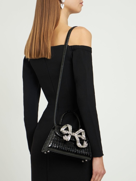 Self-portrait: Mini bow croc embossed top handle bag - women_1 | Luisa Via Roma