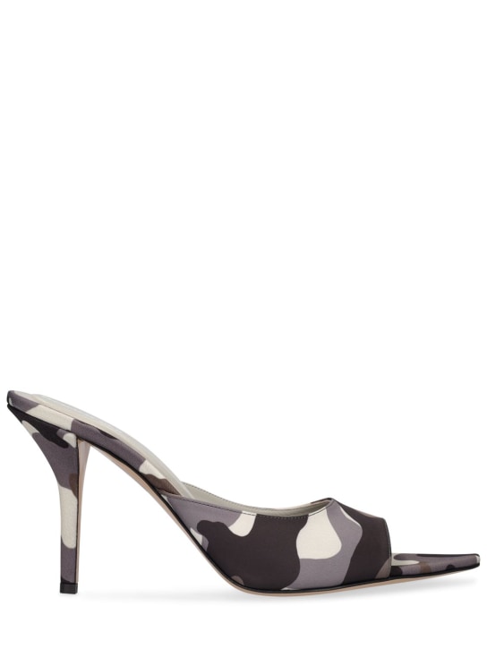 Gia Borghini: 85毫米迷彩皮革穆勒鞋 - 黑色/白色 - women_0 | Luisa Via Roma