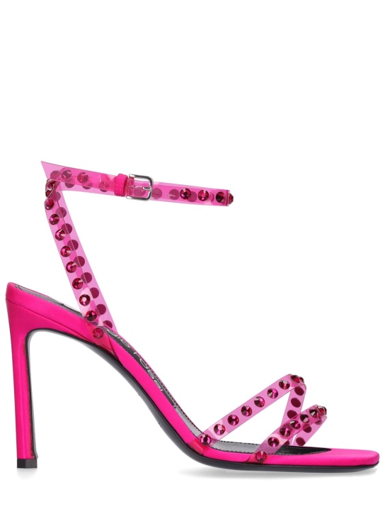 Sergio Rossi: 95mm Satin & PVC crystals sandals - women_0 | Luisa Via Roma