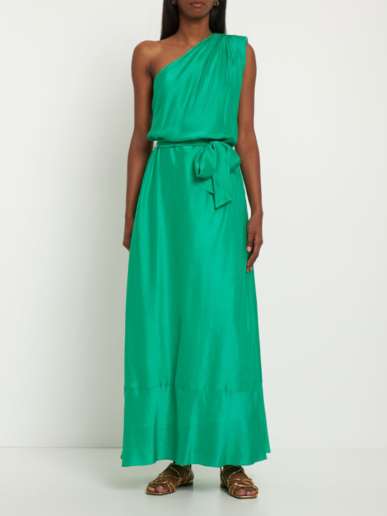 Forte_forte: Vestido largo de seda con un tirante - Verde - women_1 | Luisa Via Roma