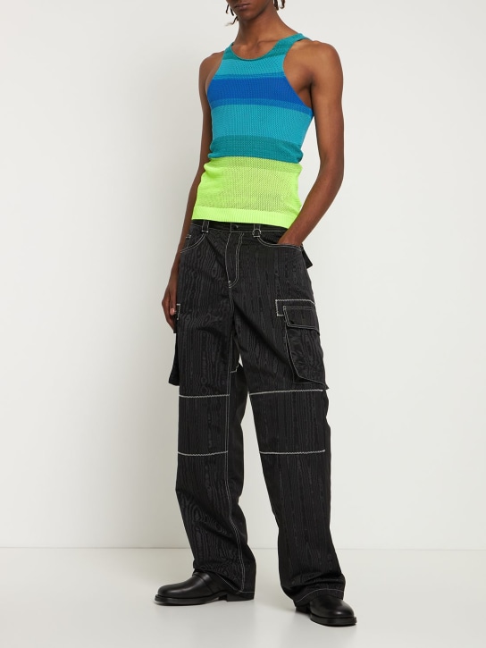 Agr: Débardeur en maille stretch à rayures - Bleu/Jaune - men_1 | Luisa Via Roma