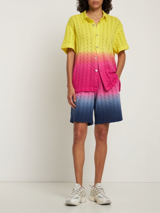 Agr: 데그라데 코튼 레이스 반팔 셔츠 - 옐로우/핑크 - women_1 | Luisa Via Roma