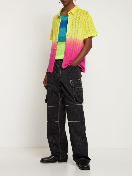 Agr: Camisa de encaje de algodón con manga corta - Amarillo/Rosa - men_1 | Luisa Via Roma