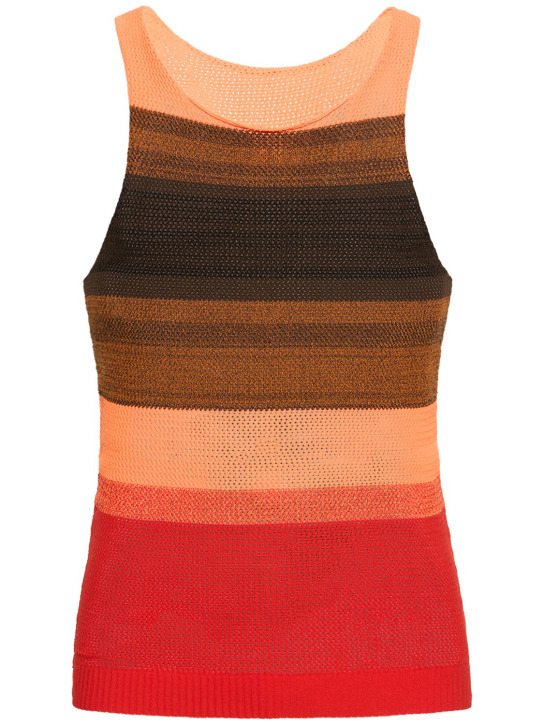 Agr: Striped stretch knit tank top - Orange/Red - men_0 | Luisa Via Roma