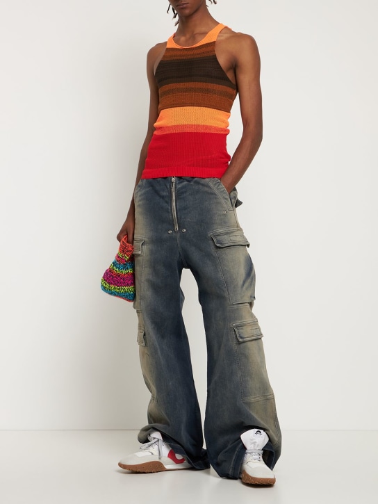 Agr: Striped stretch knit tank top - Orange/Red - men_1 | Luisa Via Roma