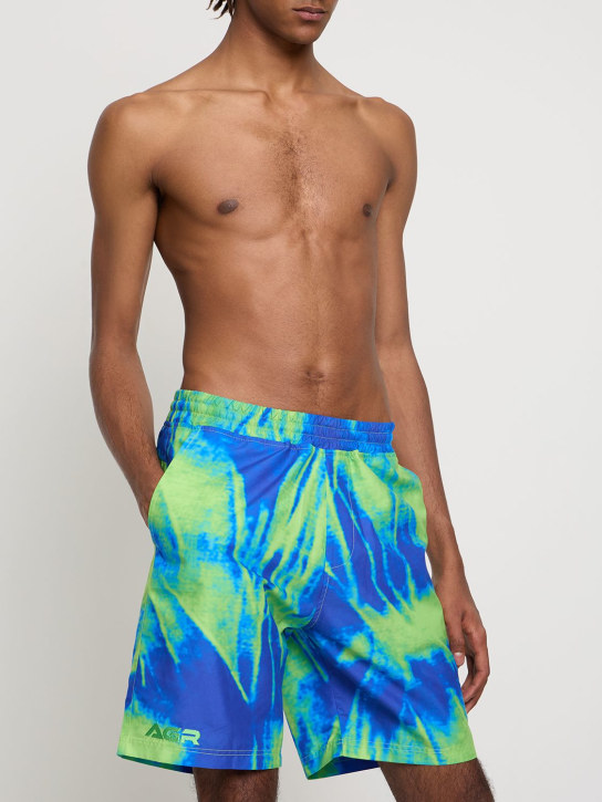 Agr: Printed nylon swim shorts - Blue/Green - men_1 | Luisa Via Roma