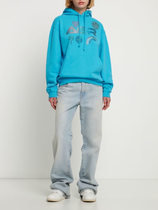 Agr: Sweat-shirt en jersey de coton à capuche - Bleu - women_1 | Luisa Via Roma