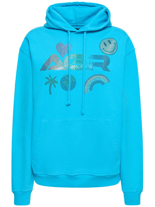 Agr: Sweat-shirt en jersey de coton à capuche - Bleu - women_0 | Luisa Via Roma