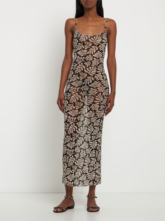 Weworewhat: Vestido lencero largo de malla - Negro/Marfil - women_1 | Luisa Via Roma