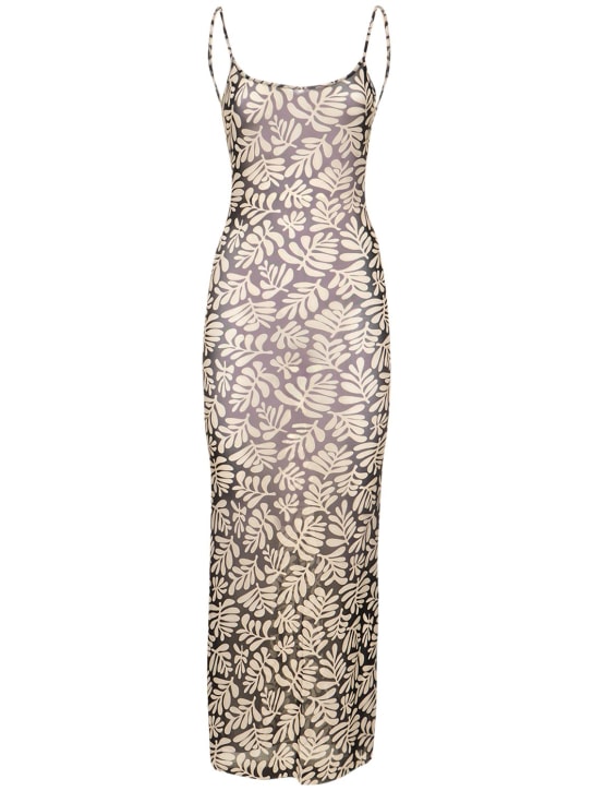 Weworewhat: Vestido lencero largo de malla - Negro/Marfil - women_0 | Luisa Via Roma