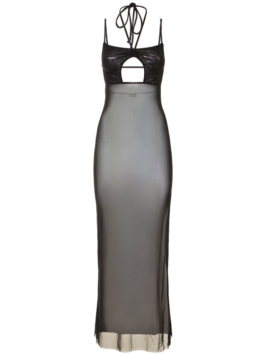 Weworewhat: Strappy mesh long dress - Black - women_0 | Luisa Via Roma