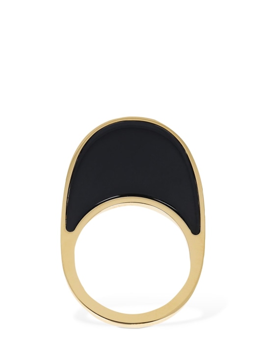 Coperni: Swipe lacquered ring - Black/Gold - women_0 | Luisa Via Roma
