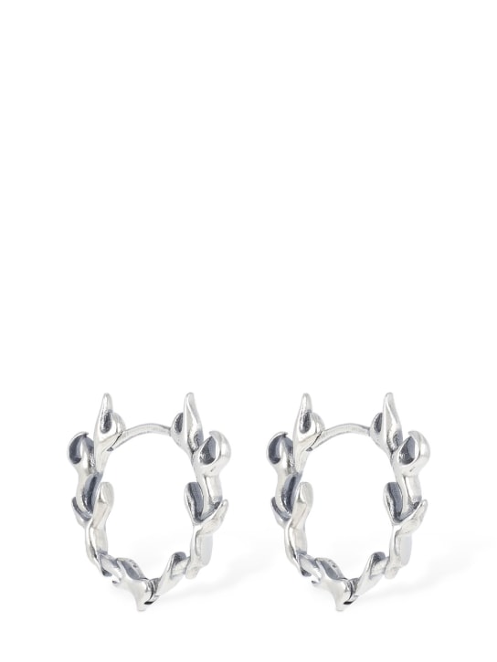 Kusikohc: Flame hoop earrings - Silver - men_1 | Luisa Via Roma