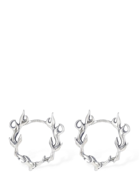 Kusikohc: Flame hoop earrings - Silver - men_0 | Luisa Via Roma