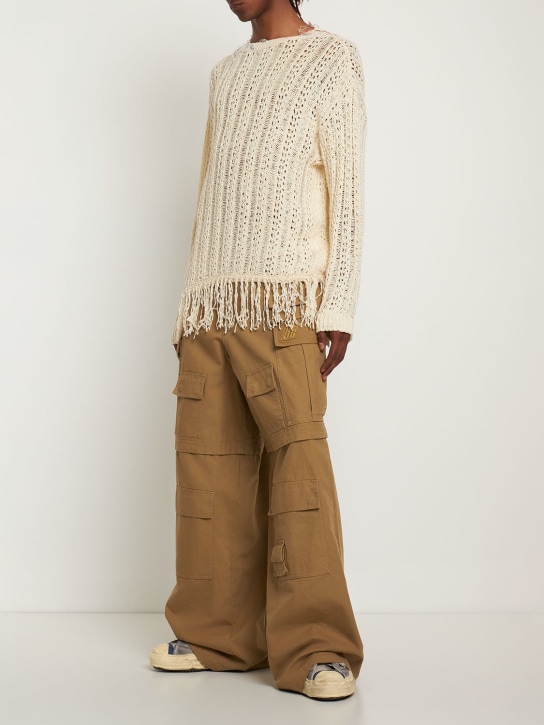 Andersson Bell: Cable knit cotton sweater - Ivory - men_1 | Luisa Via Roma