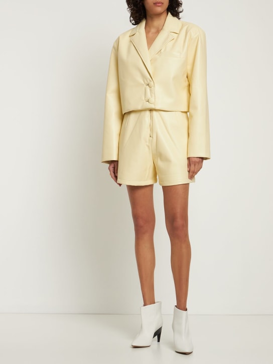 Fête Impériale: Giulia high rise leather shorts - Yellow - women_1 | Luisa Via Roma