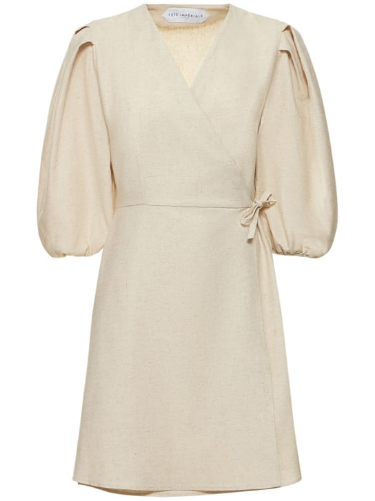 Fête Impériale: Eurydice cotton blend long sleeve dress - Beige - women_0 | Luisa Via Roma
